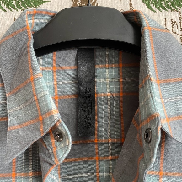 Chrome Hearts Grey Green Plaid Long Sleeve Shirt Mens Size M - Picture 4 of 6